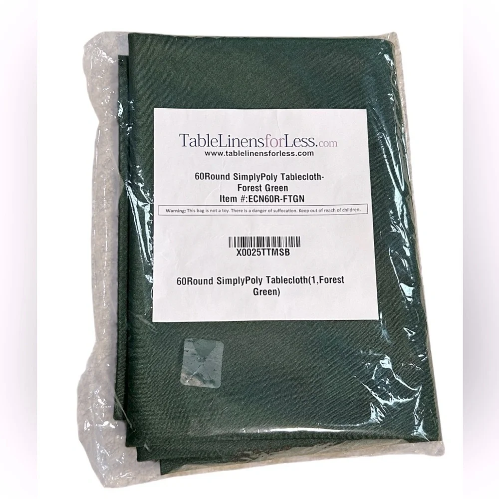 3-60” ROUND TABLECLOTH SIMPLY POLY FOREST GREEN TABLE CLOTHS, 3-PK